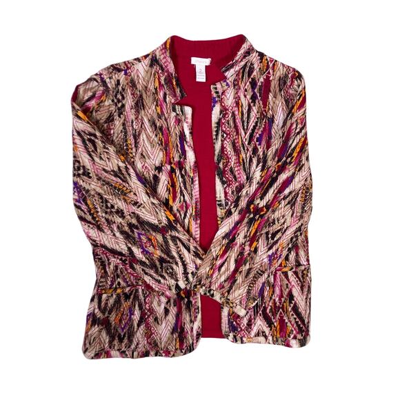 Vintage Chicos Aztec Snake Print Jacket Women’s 2/XS Unique Statement Piece - Picture 1 of 4